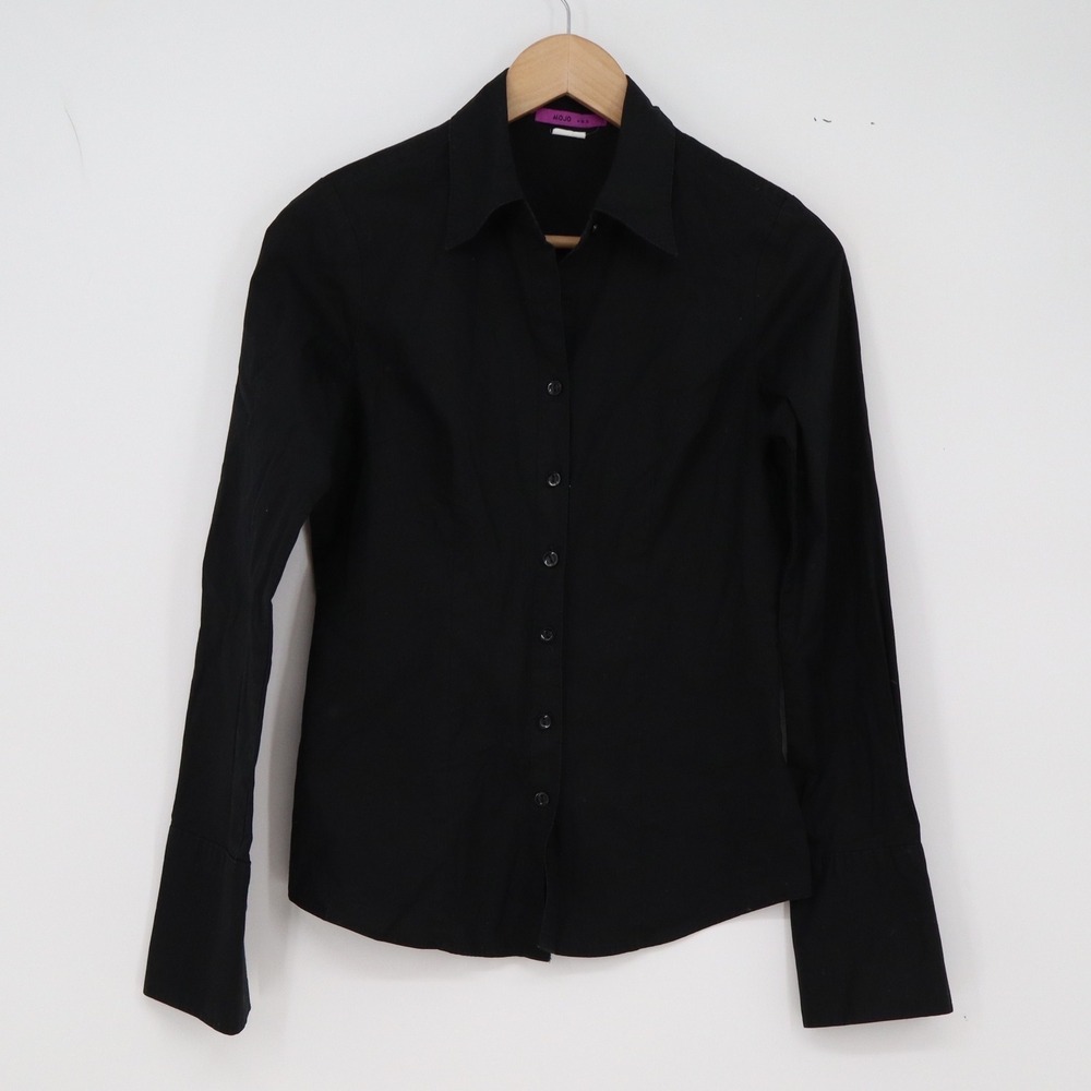 MOJO U.S.A. Button-Down Womens XS Black Long Sleeve Stretch Cotton Excellent